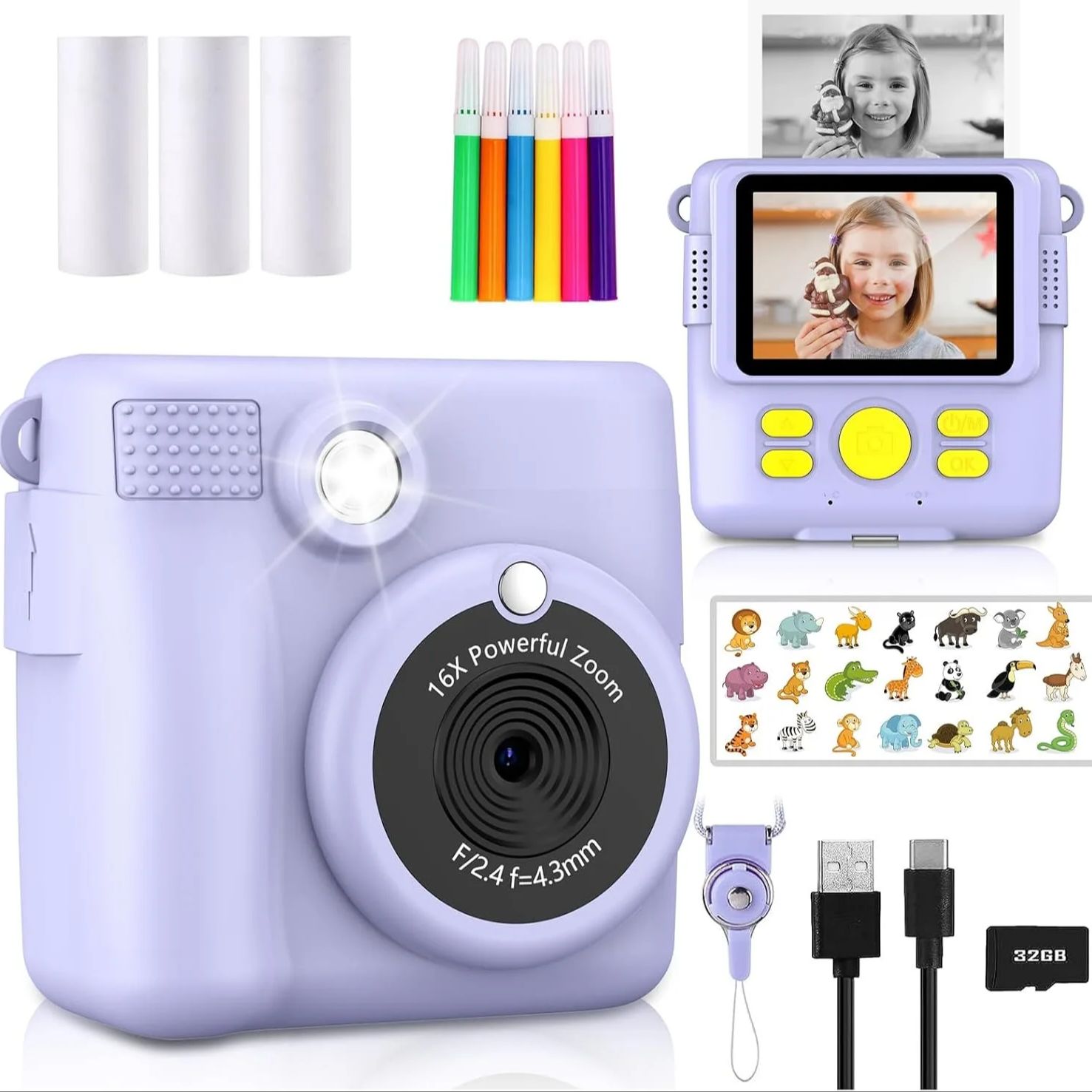Kids Education News - InstantPrint-cámara Digital para niños, videocámara HD