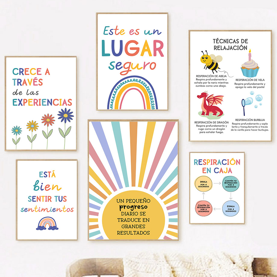 Educational Cartoon For Kids - Lema de educación española, sol arcoíris,